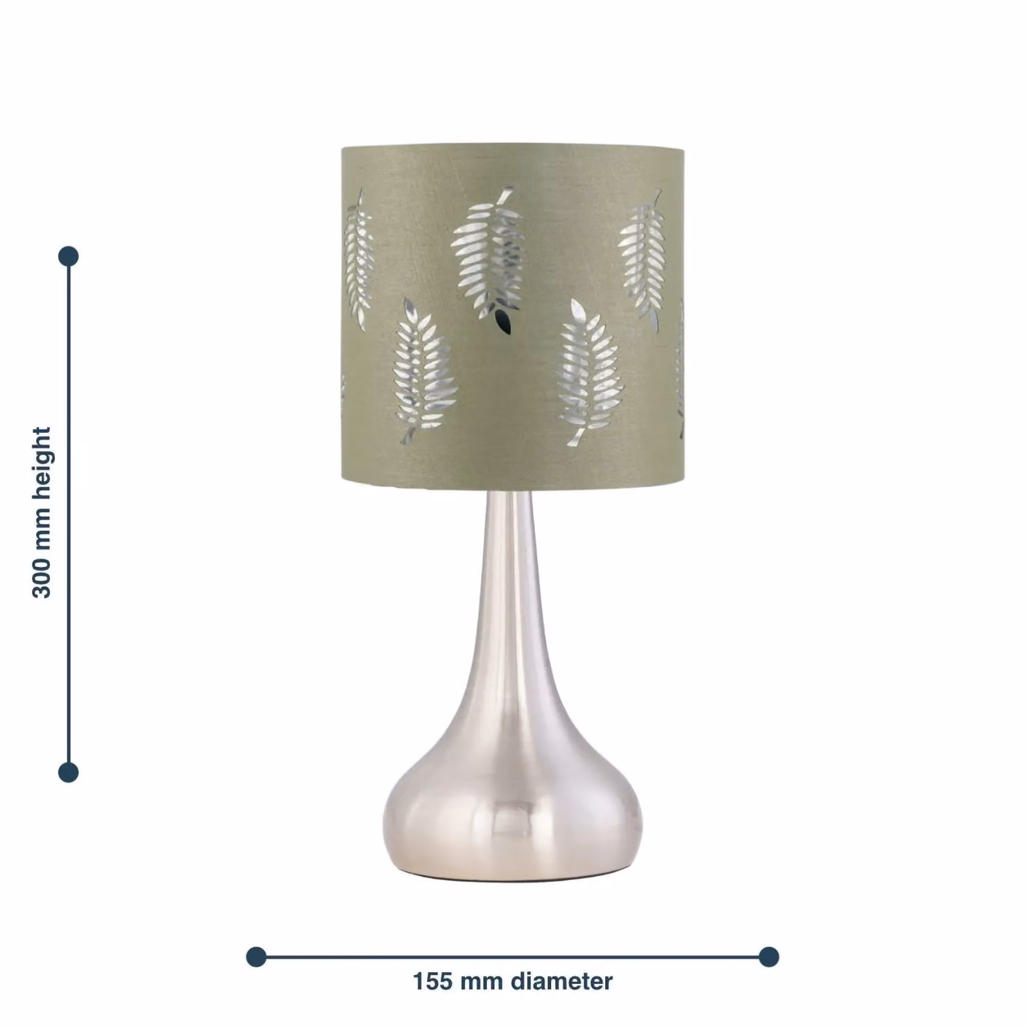 First Choice Lighting Romana Touch Table Lamp in Chrome with Green Fabric Shade – 4