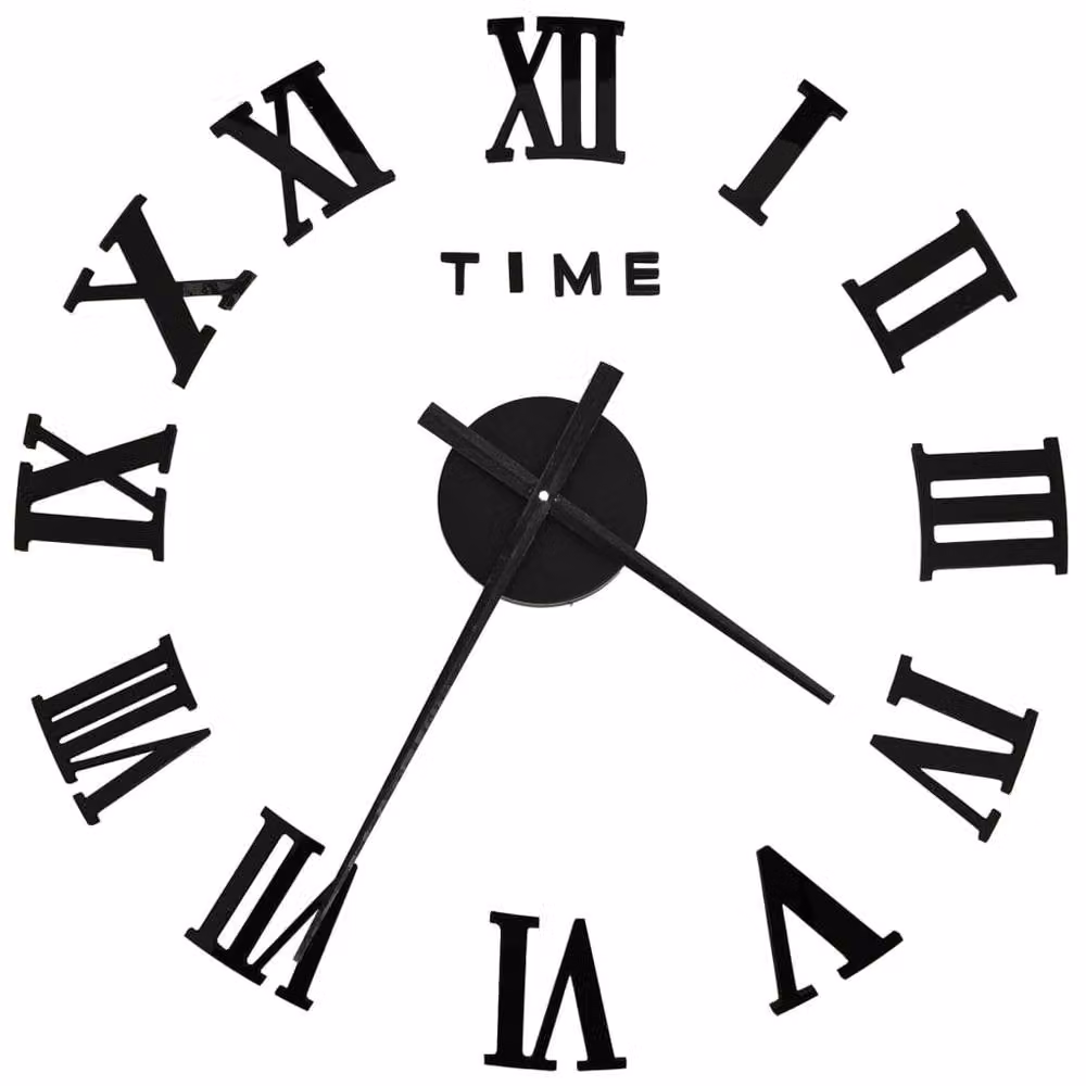 Berkfield Home Modern 3D Round Analog Wall Clock in Black, Diameter: 100 cm – 3