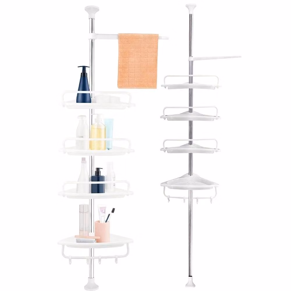 Nordara 4-Tier Telescopic Corner Shower Caddy Storage Organizer in White – 2
