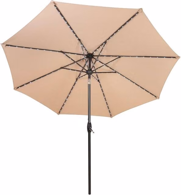 Monstershop LED Tilt Parasol in Beige with Steel Frame and Polyester Canopy, Diameter: 270 cm – 1