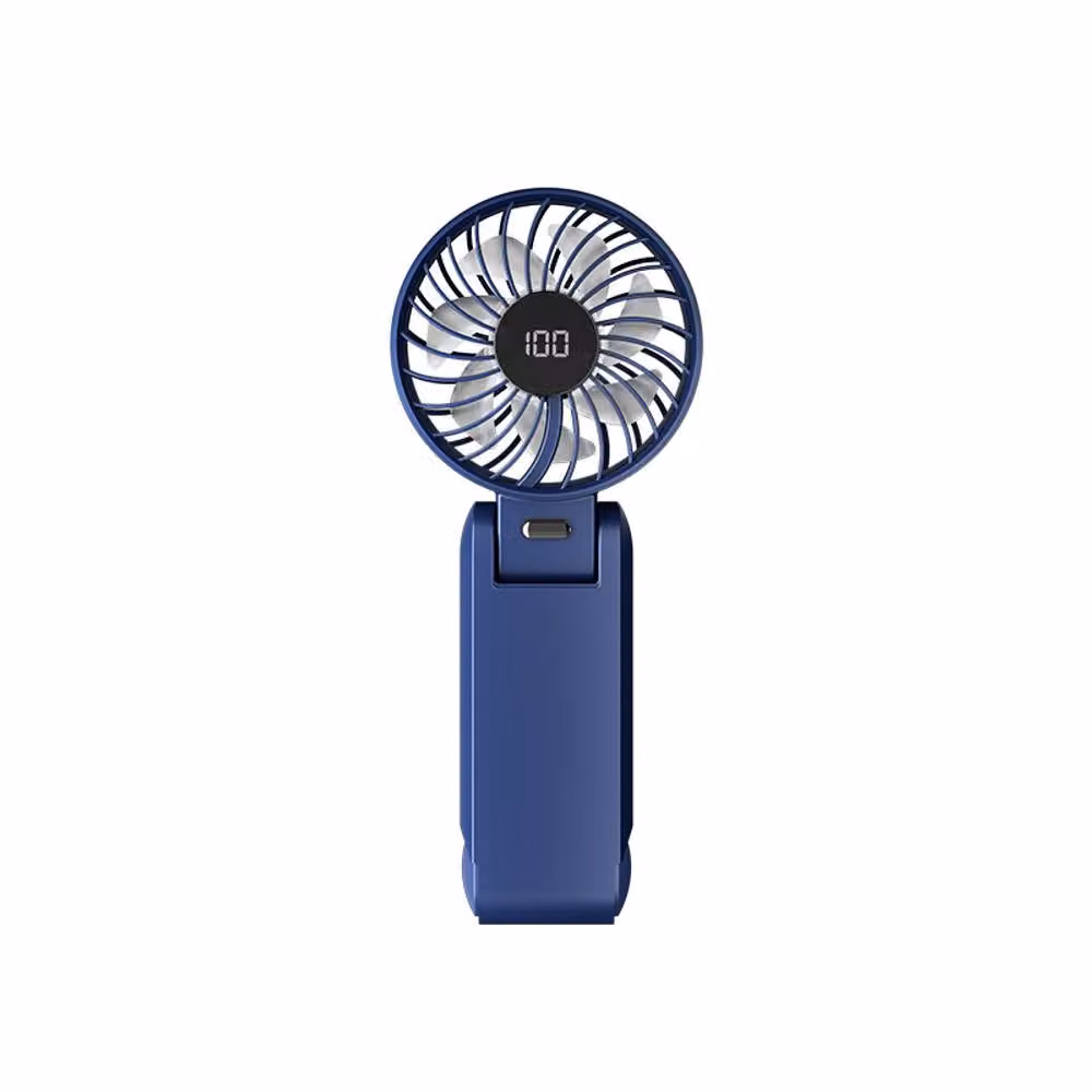 Leaper 100-Speed Handheld Foldable Neck Hanging Fan with Strap, Blue – 3