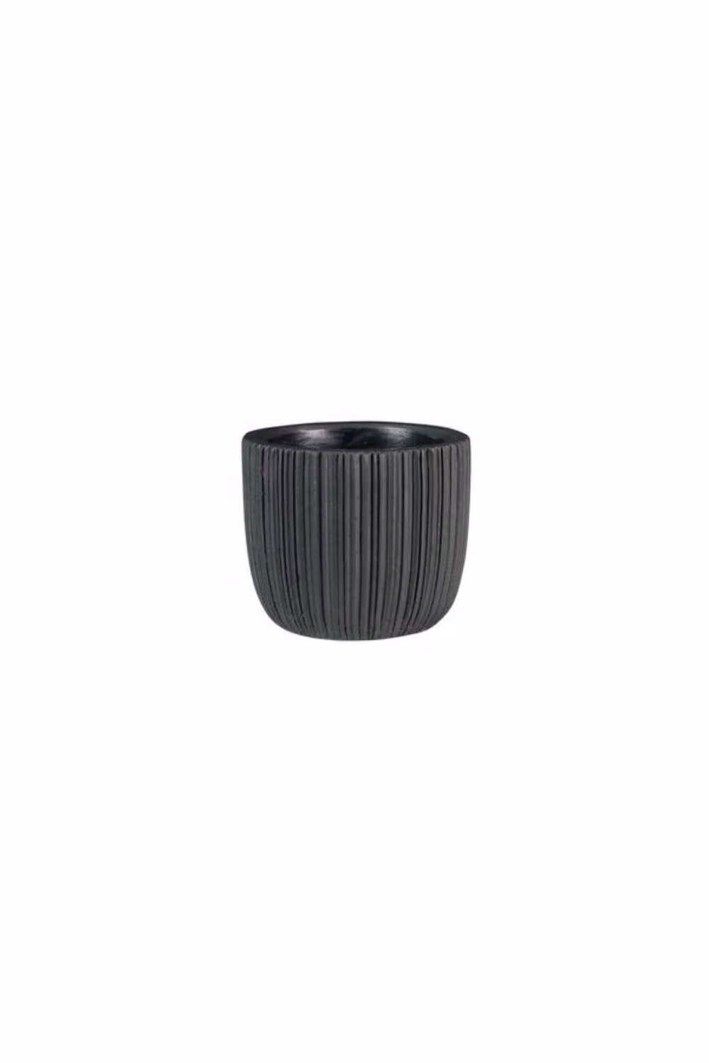 KDMD Vogue Black Linear Ceramic Tabletop Pot, 2 Pack, H: 9 cm, Dia: 10 cm – 2