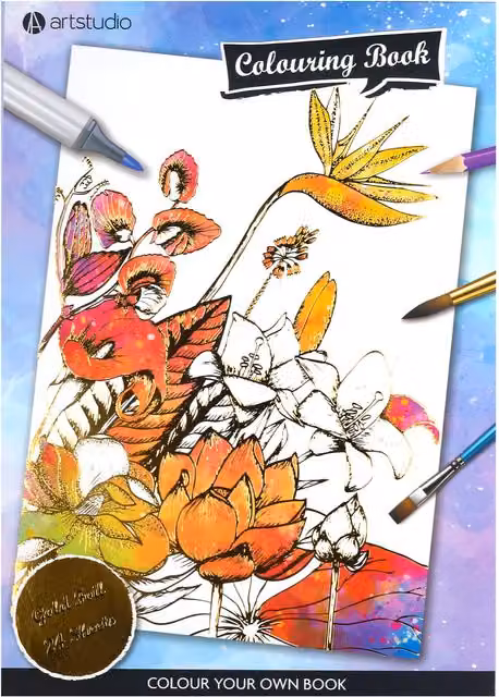 Art Studio Foiled Colouring Book for Adults, Multicolour, A4