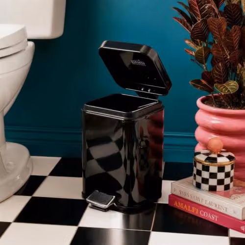 Harbour Housewares Pack of 2 Square Stainless Steel Pedal Bins, 3L, Black – 2