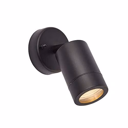 Netlighting Palin Black Stainless Steel and Glass Adjustable Outdoor Wall Spotlight IP44 GU10 – 1