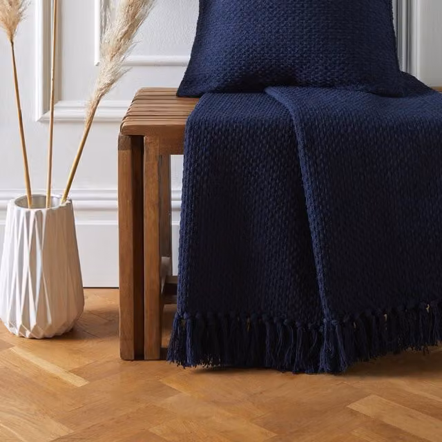 Drift Home Hayden Textured Woven Throw in Blue, W/D/H: 130 x 180 cm – 1