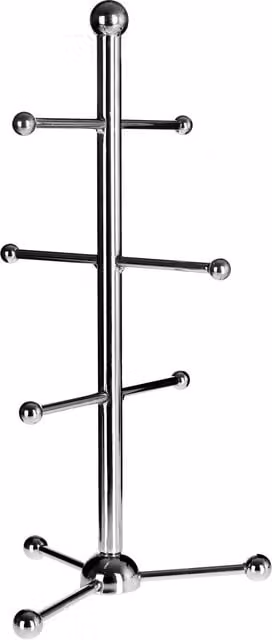 Orsina Omega Ball Design Freestanding Metal Mug Tree in Silver – 1