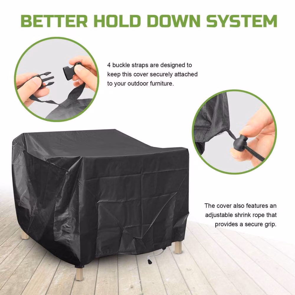 Gartistgo Waterproof Garden Furniture Cover in Black Oxford Fabric, W: 250 cm x D: 200 cm – 5