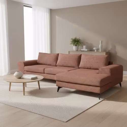 Abakus Direct Venice Modern L-Shaped Corner Sofa in Burgundy Fabric with Scatter Back Cushions, Right Hand Facing – 2