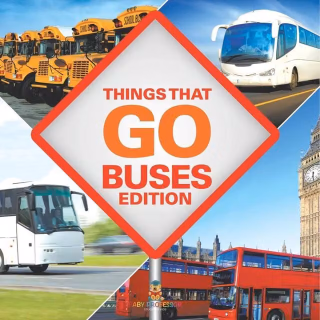Baby Professor Things That Go - Buses Edition Paperback Book in White and Multicolour