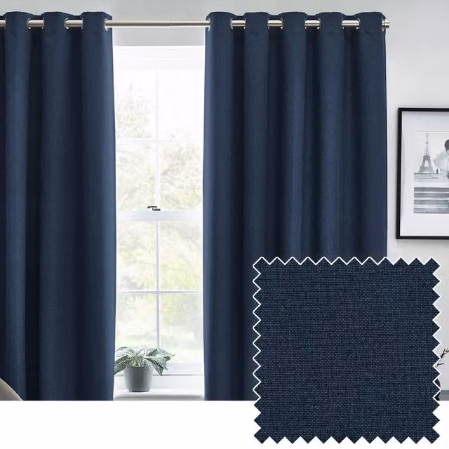Make It A Home Dawn Textured Blackout Eyelet Curtains in Midnight Blue, Height: 229 cm