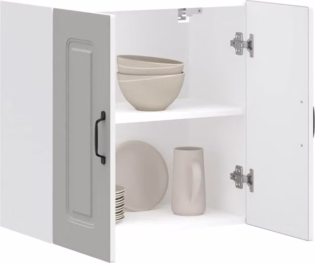 Berkfield Home Kalmar White Matt MDF Wall Mounted Kitchen Cabinet with Hinged Doors and Internal Shelves