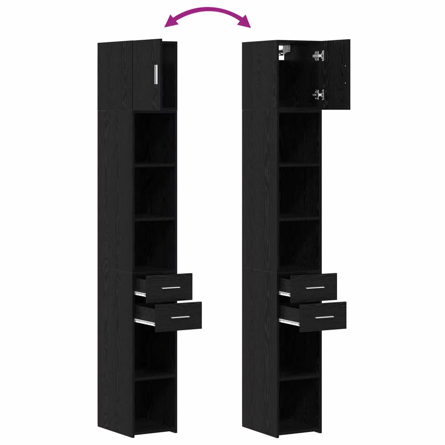 Berkfield Home Slim Storage Cabinet in Black Oak, W/D/H: 30 x 42.5 x 225 cm – 4