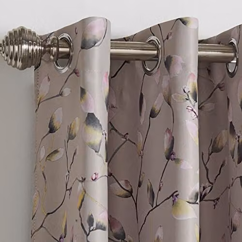 Luxury Living Blossom Bud Thermal Blackout Eyelet Curtains, Pink and Beige, W: 167.64 cm x H: 228.6 cm – 2