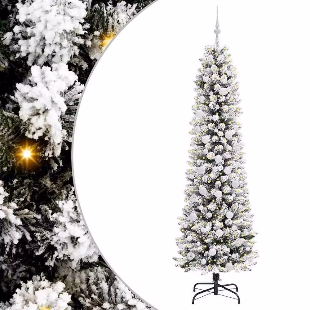 Berkfield Home Artificial Christmas Tree with 300 LEDs in Green, White and Black, Height: 210 cm – 2