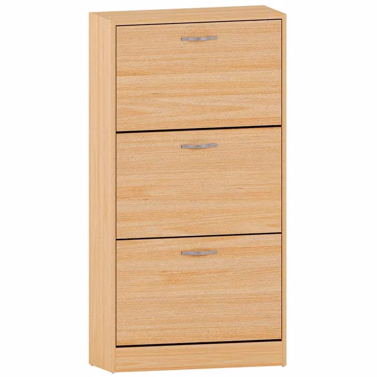 HD Designs Vida Designs Modern 3 Drawer Brown Shoe Cabinet with Tilting Compartments