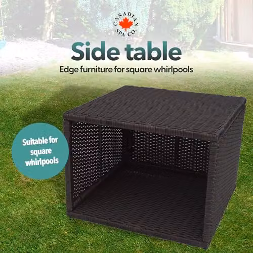 Canadian Spa Co. Wicker Hot Tub Side Table Surround for Square Spas with Rustproof Aluminium Frame, Black – 2