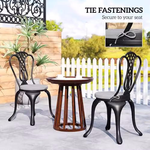 Outsunny Set of 4 Round Outdoor Bistro Chair Cushions in Grey, W/D/H: 41 x 41 x 5 cm – 3