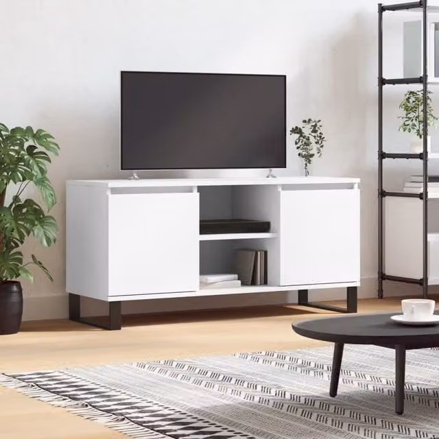 Berkfield Home Modern White Matt TV Cabinet W/D/H: 104 x 35 x 50 cm