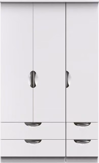 2 U Holborn Ready Assembled Triple Wardrobe with 2 Drawers in White