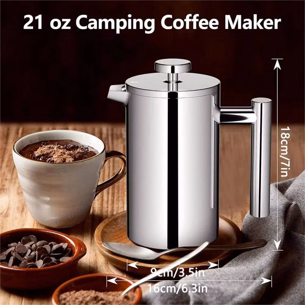 Nordara Stainless Steel French Press Coffee Maker, Silver, 600 ml – 4