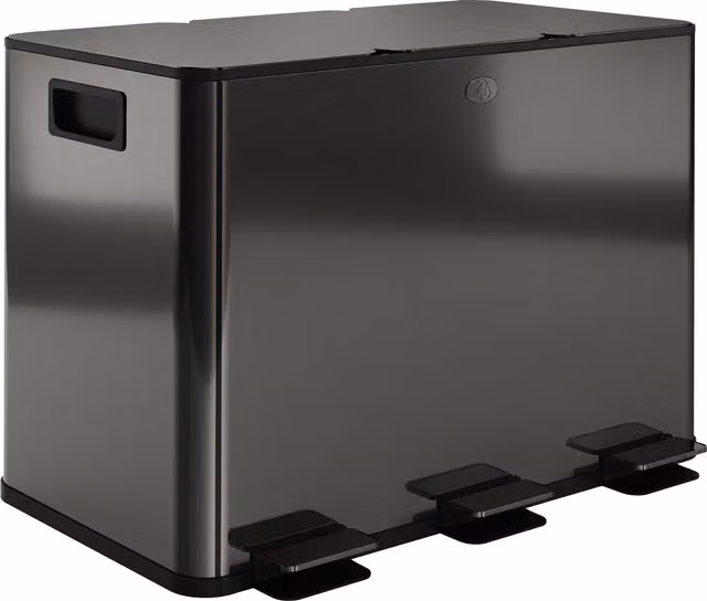 HOMCOM Triple Steel Pedal Bin with Soft Close Lids and Removable Inner Buckets, Black – 1