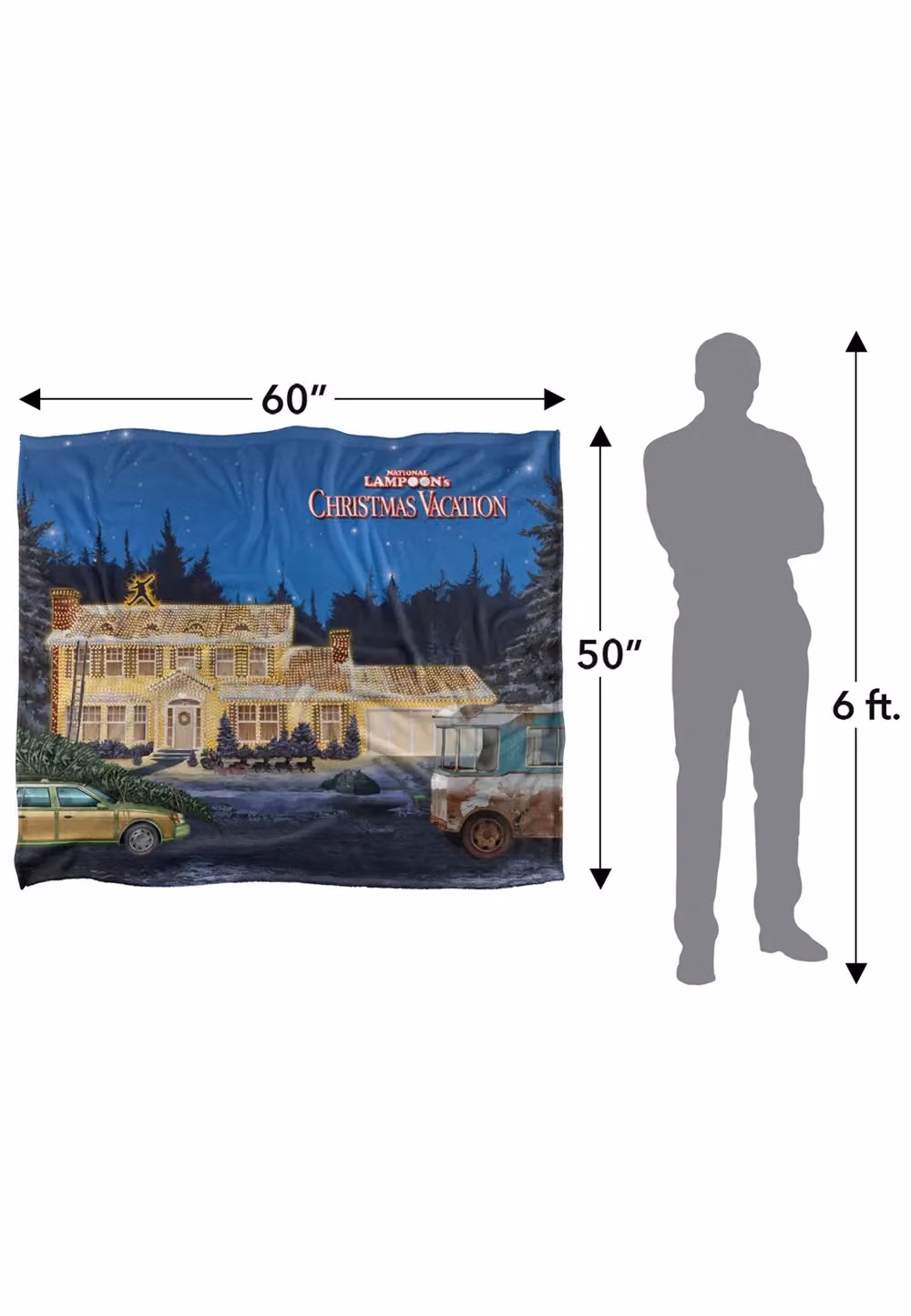 Warner Brothers Christmas Vacation Silky Touch Super Soft Fluffy Throw Blanket in White and Multicolour, W: 152 cm, D: 127 cm – 3