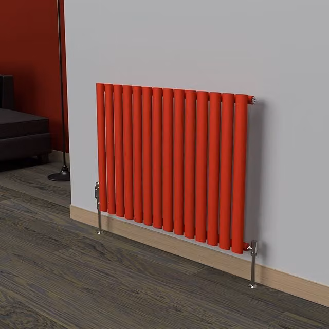 Lux Heat Oval Horizontal Coloured Radiator in Poppy Red, W: 78 cm, H: 60 cm