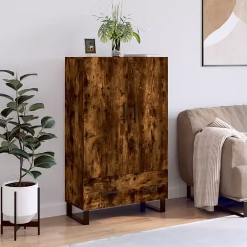 vidaXL Modern Highboard in Smoked Oak, Brown Engineered Wood, W/D/H: 69.5 x 31 x 115 cm – 2