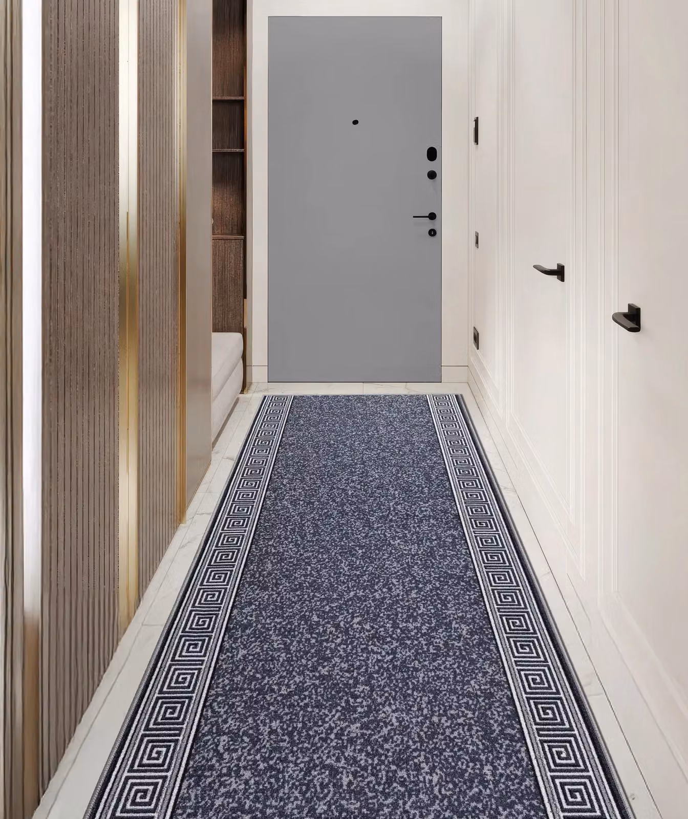RugsX Grey Mediterranean Anti-Slip Runner, W: 110 cm, L: 250 cm – 2