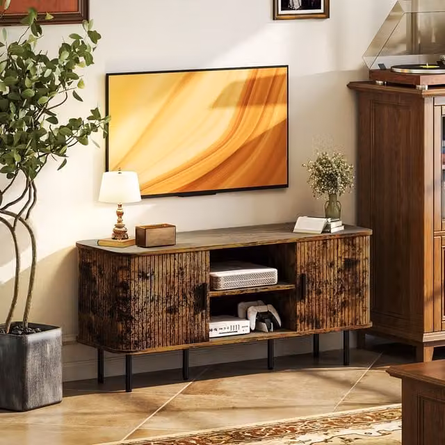 HOMCOM Industrial Brown Wood TV Unit for Your Living Room