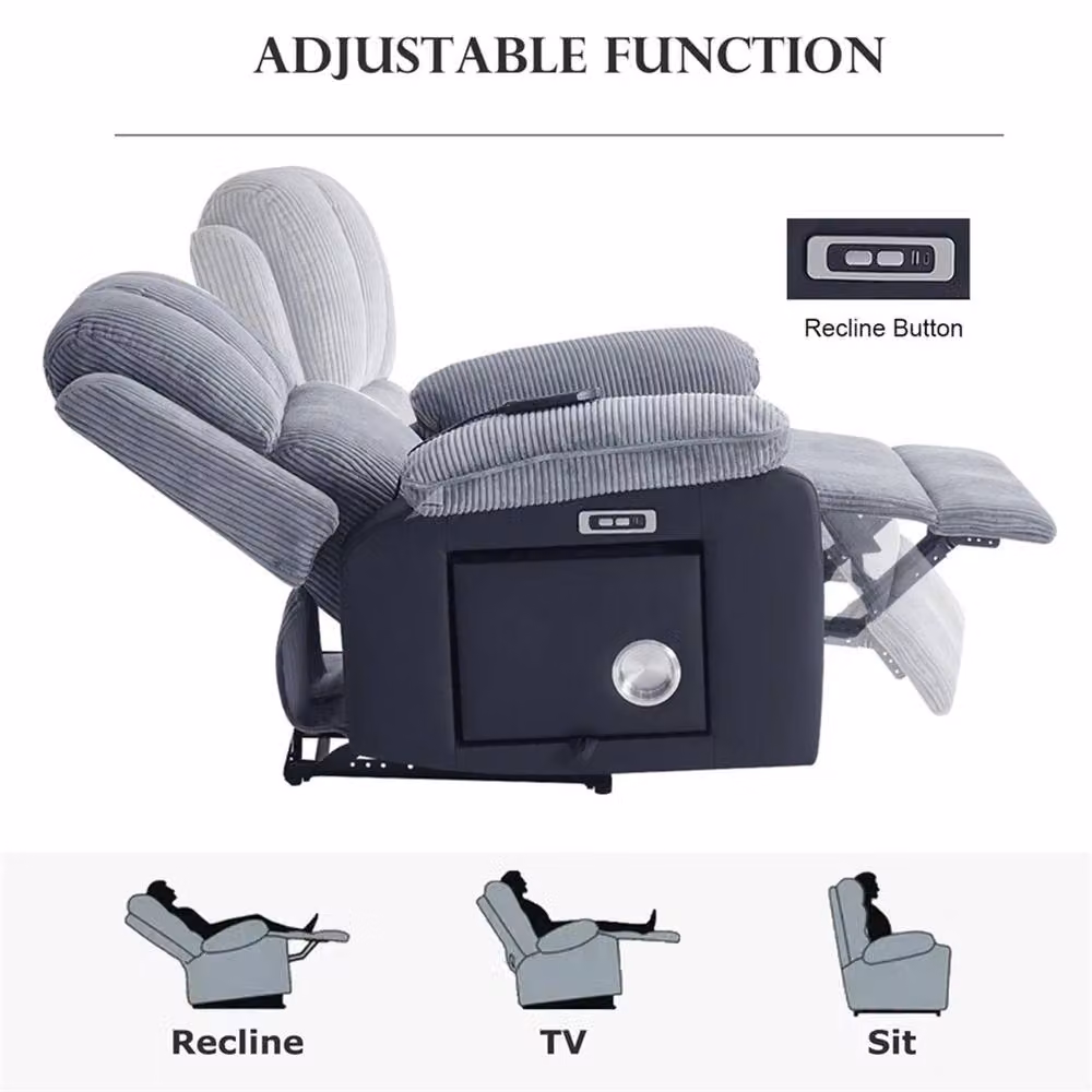 FORGEVIO Modern 1 Seater Electric Recliner Sofa Armchair in Grey – 3