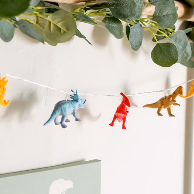 ValueLights Multicolour Dinosaur LED String Lights, Battery Operated, Warm White