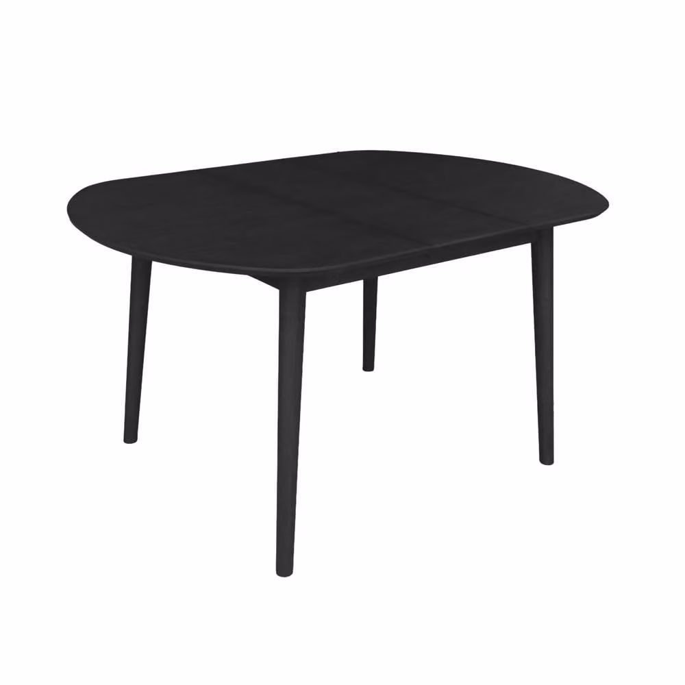 sweeek Oval Extendable Dining Table in Black, Rubberwood and Oak Veneer, Seats 4-6 – 2