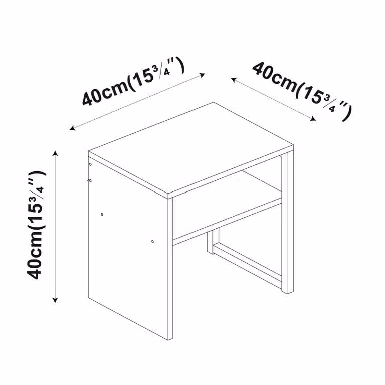 EONLION Set of 2 White Modern Bedside Tables with Wood and Metal Open Shelves
