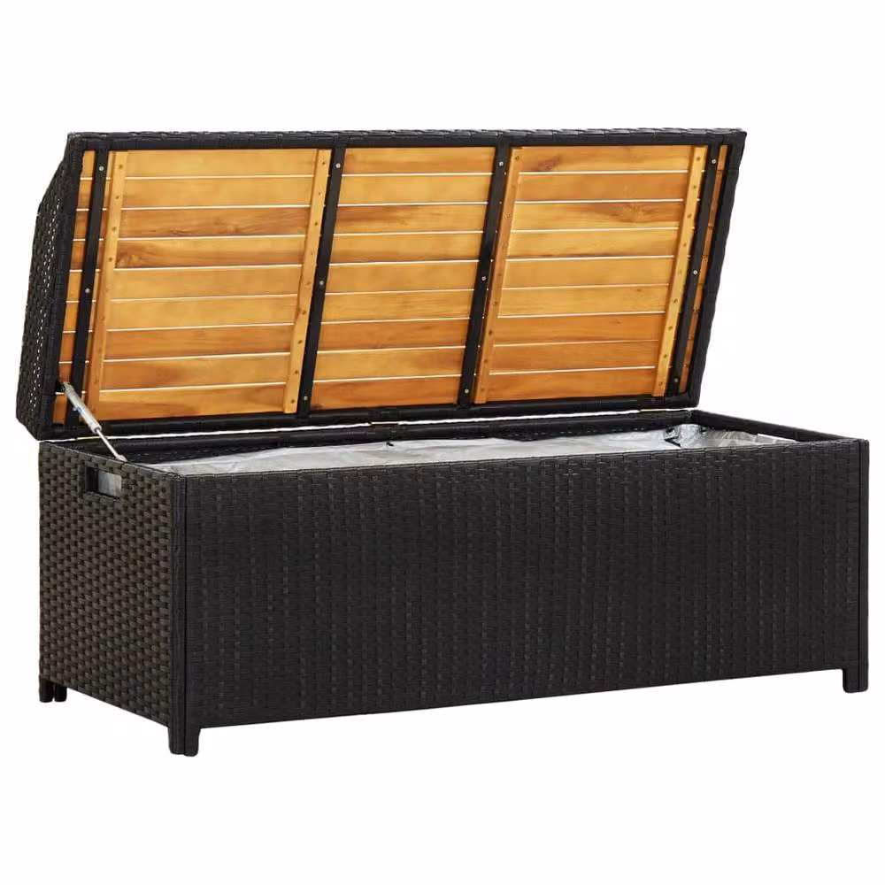 Berkfield Home Garden Storage Bench in Black Poly Rattan – 2