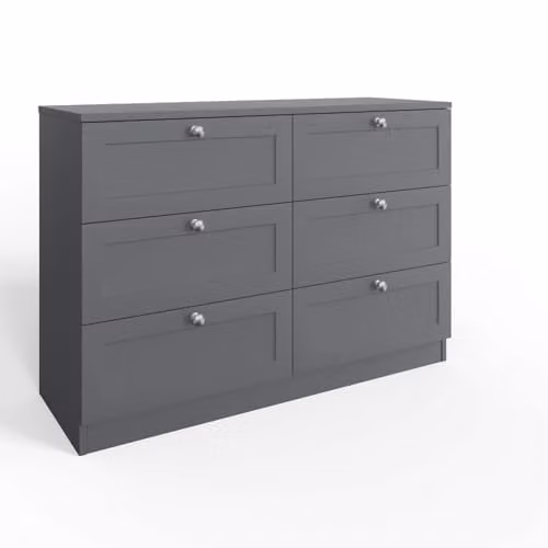 FWStyle Artus 6 Drawer Chest in Matt Grey, H 77 x W 110 x D 40 cm