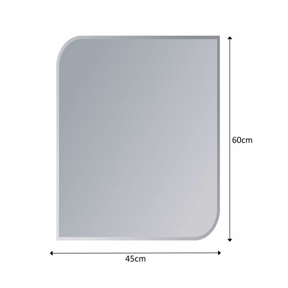 Showerdrape Islington Rectangular Frameless Bevelled Edge Wall Mounted Bathroom Mirror in Silver, W: 60 cm, H: 45 cm – 3