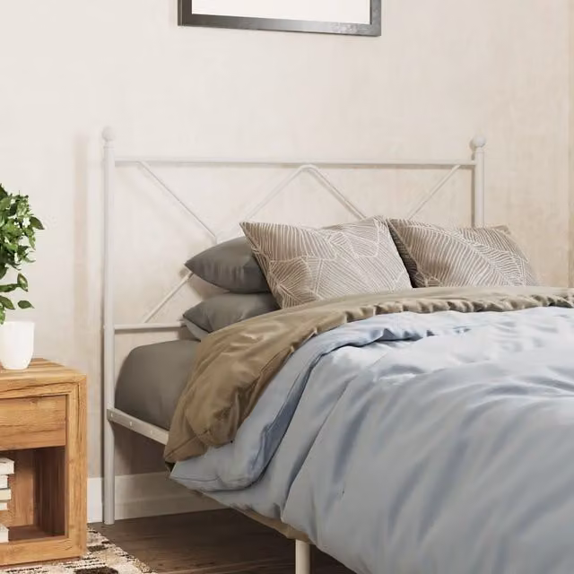 Berkfield Home Classic Metal Headboard in White – 1