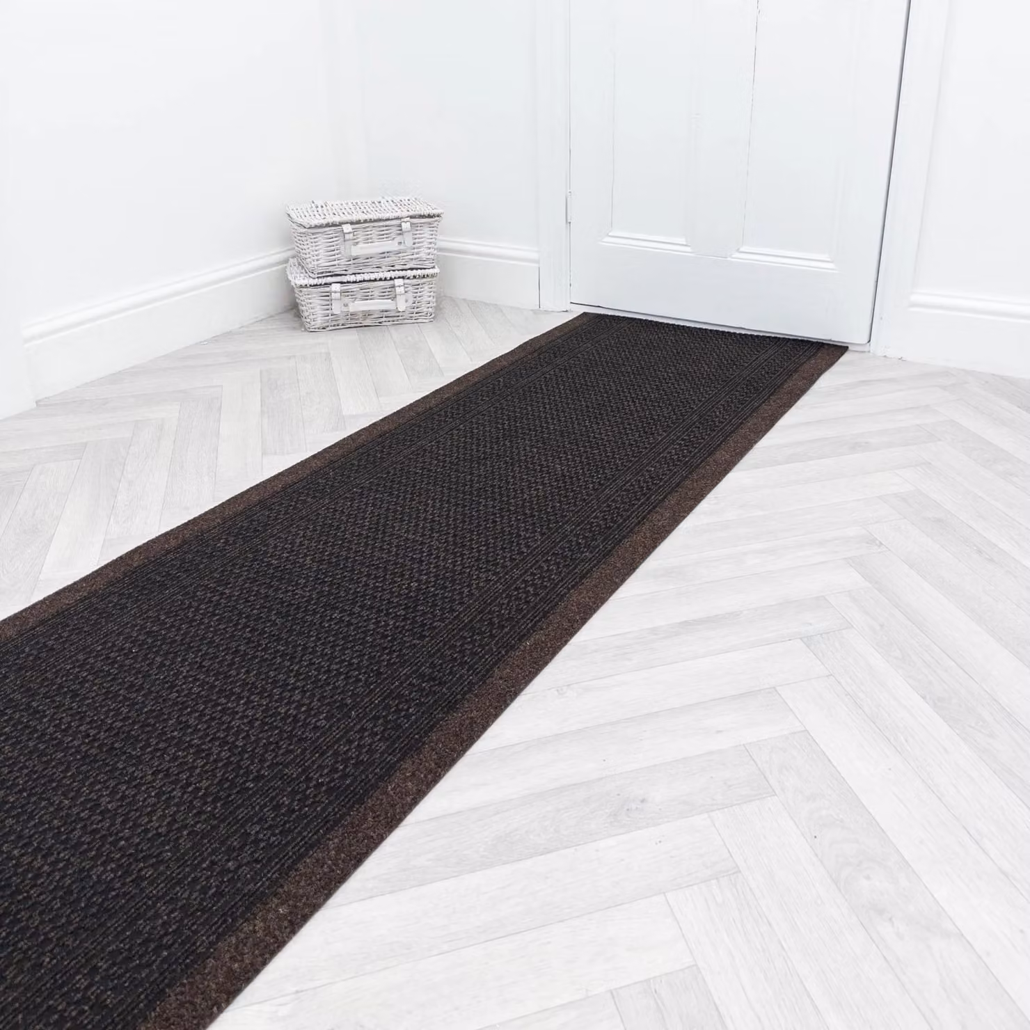 runrug Aztec Hallway Carpet Runner Rug in Dark Brown, W: 80 cm, L: 330 cm – 4