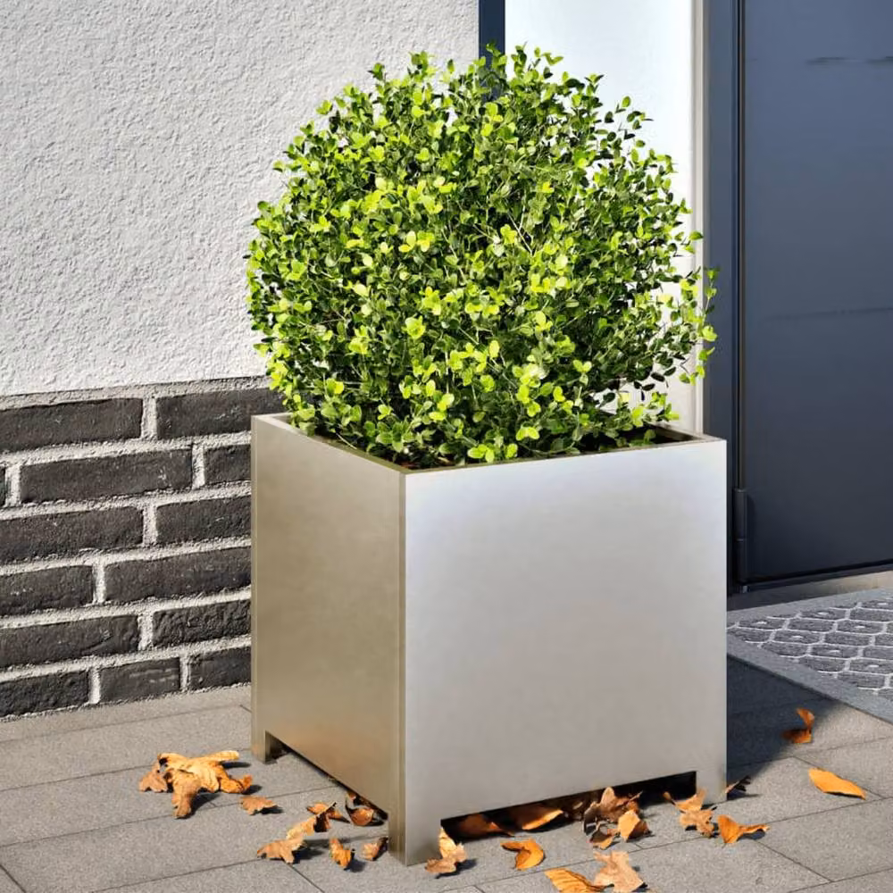 Berkfield Home Durable Stainless Steel Garden Planter Tub in Silver, W/D/H: 40 x 40 x 40 cm – 2