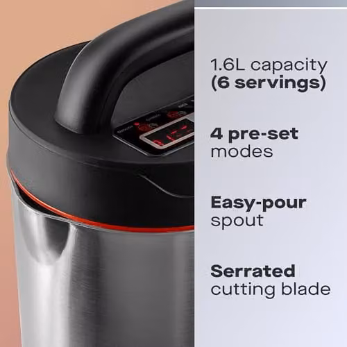 Daewoo 2-in-1 Soup Maker and Smoothie Blender in Silver, 1.6l Capacity with Stainless Steel Components – 2