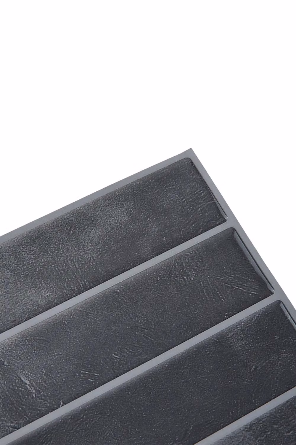Living and Home 10Pcs 3D Rectangle Straight Pattern Self-Adhesive Tile Look Wall Stickers in Dark Grey – 5