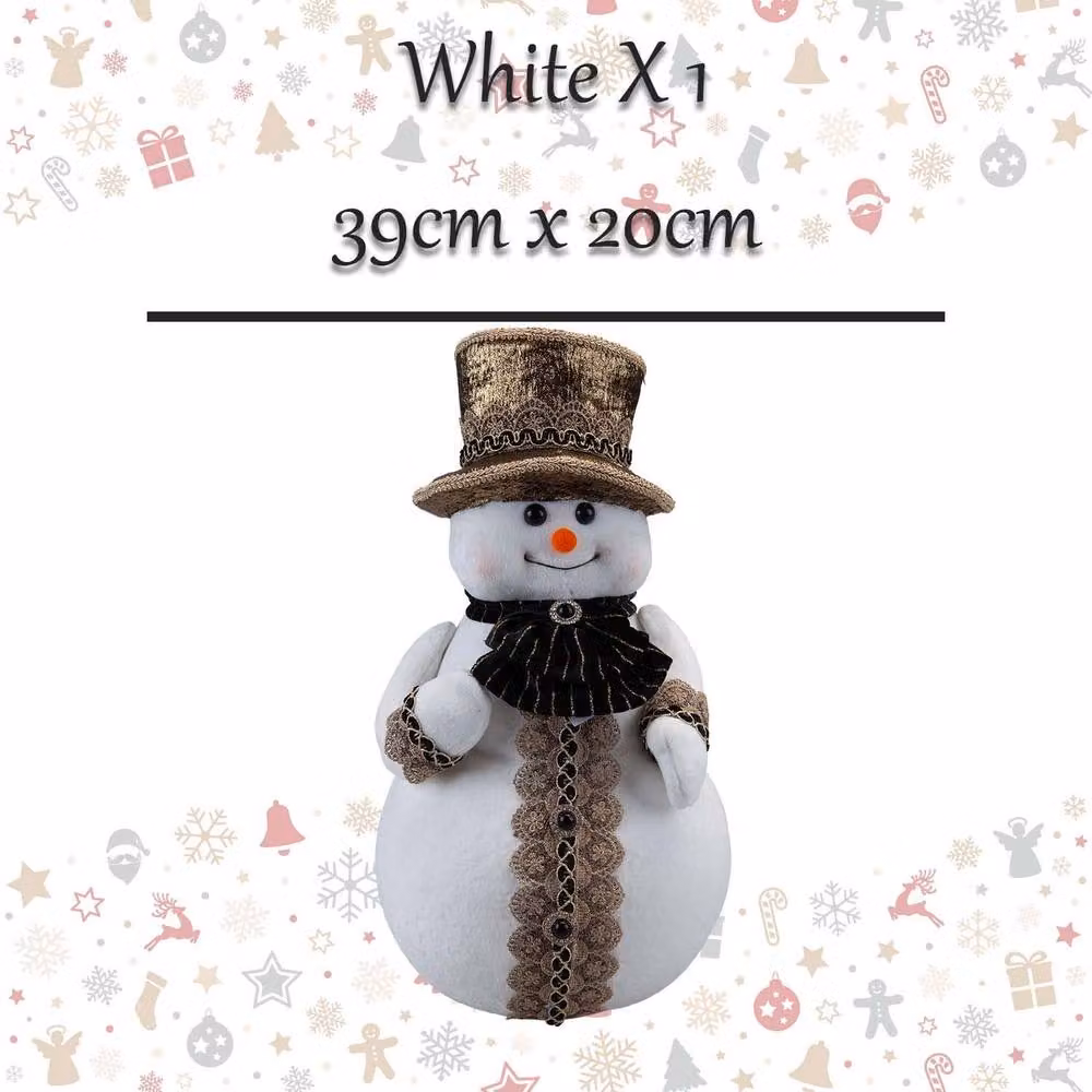 VFM e-Store Christmas Snowman Decoration in White and Black, H 39 cm x W 20 cm x D 20 cm – 2