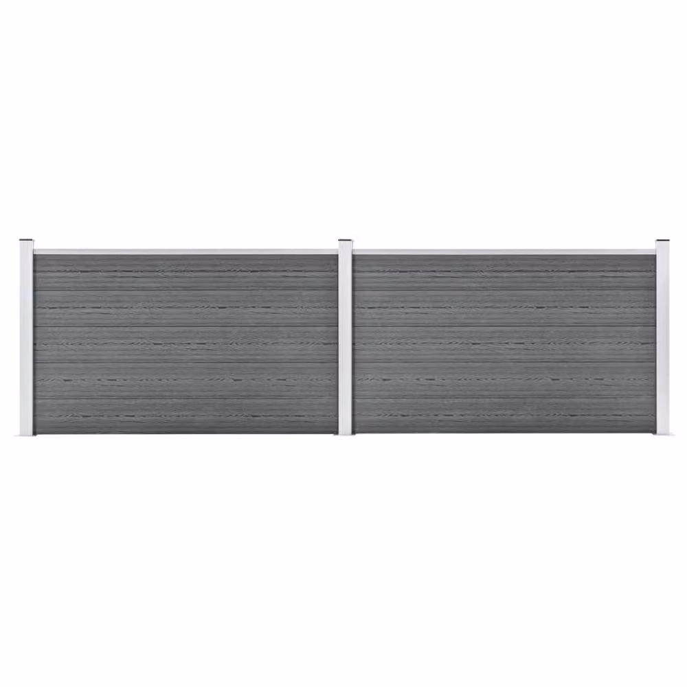 Berkfield Grey WPC and Aluminium Garden Fence Panel W: 353 cm, H: 106 cm – 2