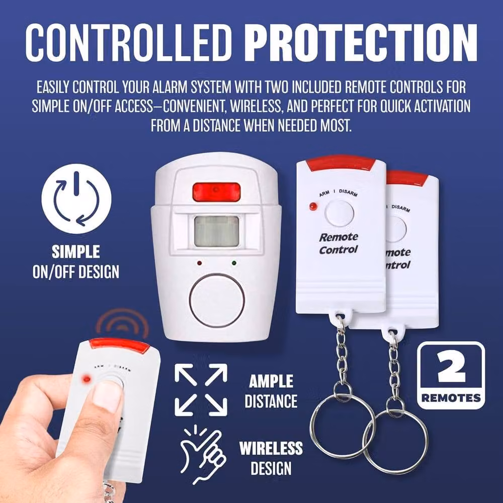 BARGAINS-GALORE Wireless PIR Motion Sensor Alarm and Alert Kit with 2 Remotes in White – 4