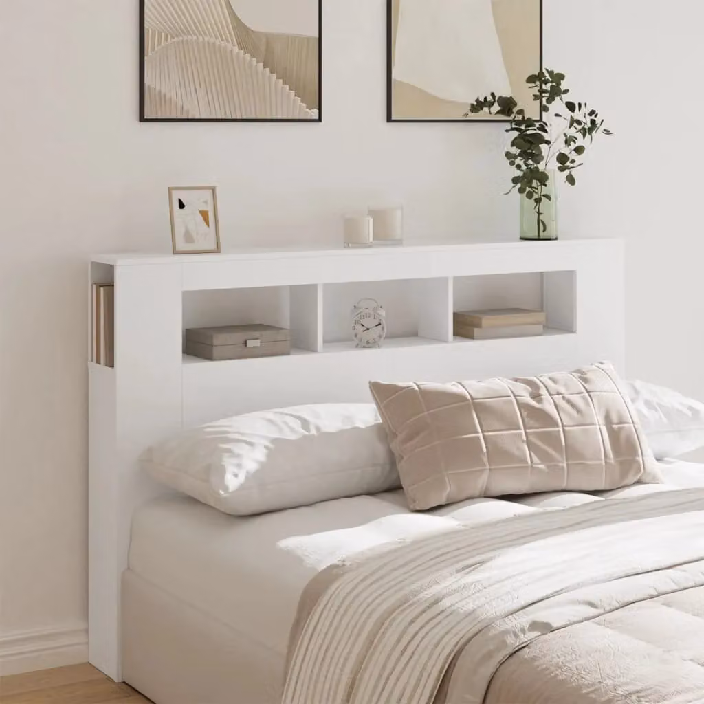 Berkfield Home White LED Headboard with Integrated Shelf and USB Charging Port, W/D/H: 160 x 18.5 x 103.5 cm – 2
