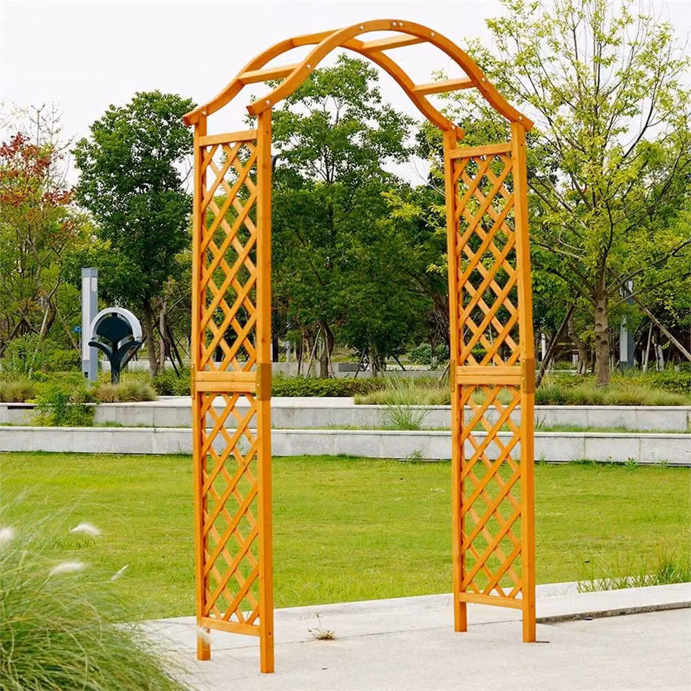 SPETLEK Wooden Garden Pergola Arbour with Trellis in Brown, W/D/H: 100 x 40 x 221 cm – 4