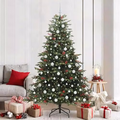 vidaXL Artificial Christmas Tree with 300 LEDs and Stand, Green, Height: 210 cm – 2