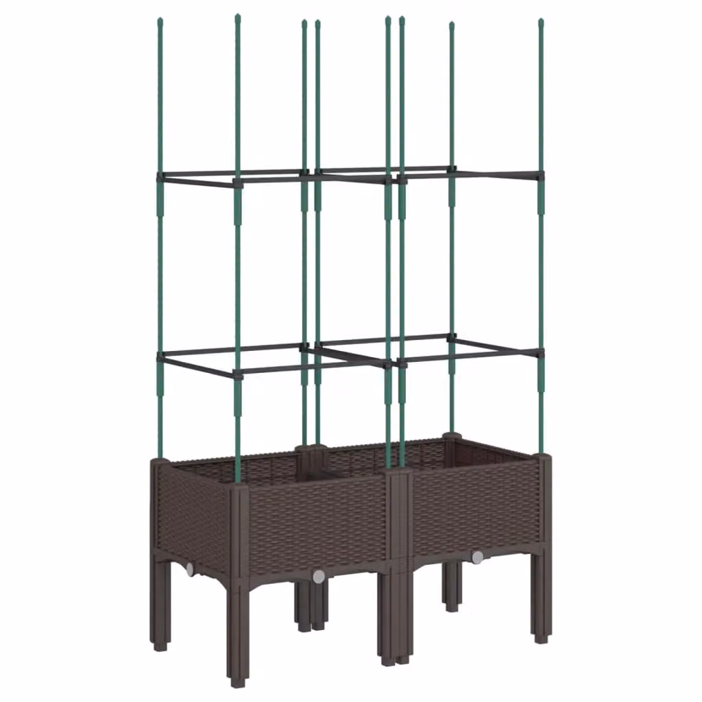 Berkfield Home Garden Planter with Trellis in Brown, W/D/H: 80 x 40 x 142.5 cm – 2